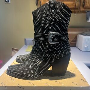Mix No. 6 Black and Silver Studded Heeled Boots